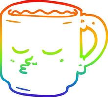 Regenbogen-Gradientenlinie Zeichnung Cartoon-Kaffeetasse vektor