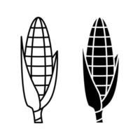 Symbole für Maiskolben. Mais im Umriss- und Glyphenstil vektor