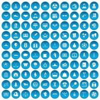 100 Erfolgssymbole blau gesetzt vektor