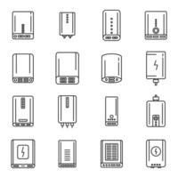 Powerbank-Ladegerät-Symbole setzen Umrissvektor. Alternativer Akku vektor