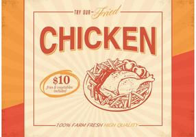 Gratis Retro Fried Fried Chicken Vector Poster