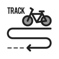 Fahrradweg gefülltes Liniensymbol vektor