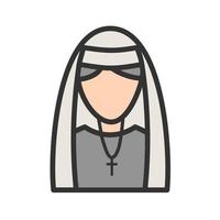 dam i nunna klänning fylld linje ikon vektor