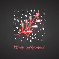 weihnachts- und neujahrskarte mit feiertagssymbol. handgezeichnete Tintenskizze. schwarze Tafel Hintergrund Vintage-Stil. Vektor-Illustration vektor