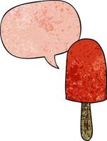 Cartoon-Lollipop und Sprechblase im Retro-Textur-Stil vektor