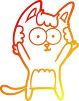 warme Gradientenlinie, die glückliche Cartoon-Katze zeichnet vektor