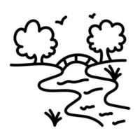 en doodle-ikon som betecknar vintergröna träd vektor