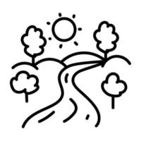 ein Doodle-Symbol, das die Landschaft des Frühlings bezeichnet vektor