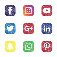 Set der beliebtesten Social-Media-Symbole vektor