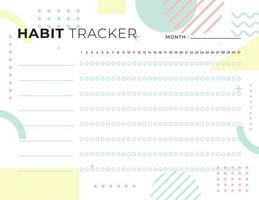 Gewohnheits-Tracker. Gewohnheits-Tracker-Vorlage für den Monatsplaner. vektor