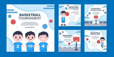 basket sport turnering sociala medier post mall tecknad bakgrund vektor illustration