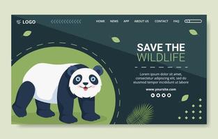 Wildpark Tiere Social Media Landing Page Vorlage flache Cartoon Hintergrund Vektor Illustration