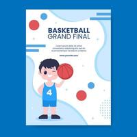 basket sport turnering sociala medier vertikal affisch mall tecknad bakgrund vektor illustration