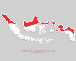 Indonesiens självständighetsdag med kartklistermärkestil vektor