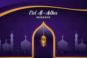 eid al-adha banner vorlage vektordesign mit kreativem lila islamischen hintergrund vektor