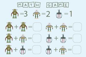 kalkylblad vektor design, uppgift att beräkna svaret och ansluta till rätt nummer. logikspel för barn.