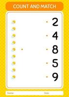 räkna och matcha spel med sol. arbetsblad för förskolebarn, aktivitetsblad för barn vektor