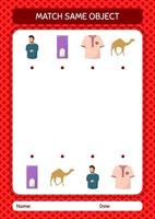 matcha med samma objekt spel ramadan ikon. arbetsblad för förskolebarn, aktivitetsblad för barn vektor