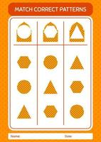Match-Muster-Spiel mit Moschee. arbeitsblatt für vorschulkinder, kinderaktivitätsblatt vektor