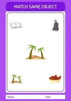matcha med samma objekt spel ramadan ikon. arbetsblad för förskolebarn, aktivitetsblad för barn vektor