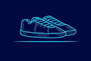 Schuhe Sport Vektor Silhouette Linie Pop Art Potrait Logo farbenfrohes Design mit dunklem Hintergrund. abstrakte Vektorillustration. isolierter schwarzer hintergrund für t-shirt, poster, kleidung.