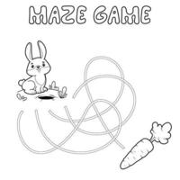 labyrint pusselspel för barn. kontur labyrint eller labyrint. hitta väg spel med kanin. vektor