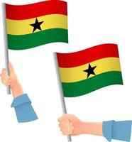 Symbol für Ghana-Flagge in der Hand vektor