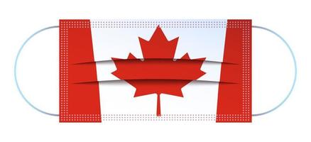 Symbol, medizinische Maske im Stil der kanadischen Flagge. Atemschutz. isolierter Vektor auf weißem Hintergrund