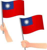 Taiwan flagga i hand ikon vektor