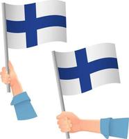 Symbol für die finnische Flagge in der Hand vektor
