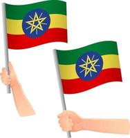 Äthiopien-Flagge in der Hand-Symbol vektor