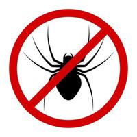 warnendes rundes schild über die gefahr giftiger insekten. Angriff der Spinne auf den Menschen. isolierter Vektor