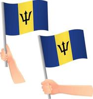 Barbados-Flagge in der Hand-Symbol vektor