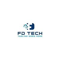 fd, df tech logotypdesign vektor