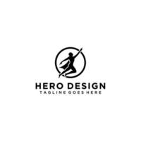 en enkel men lekfull sofistikerad logotypdesign som visar en flygande superhjälte. vektor