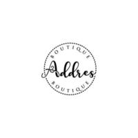 adress boutique logotyp tecken design vektor