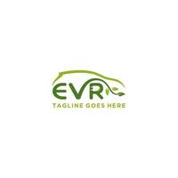 EVR-Buchstabe Elektroauto-Logo-Schild-Taste. Öko-Transport. auto energie ladung. vektor