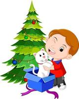 Kinder bekommen Geschenke zu Weihnachten vektor