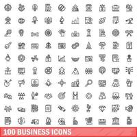 100 Business-Icons gesetzt, Umrissstil vektor