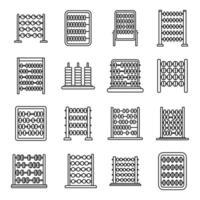 Berechnen Sie Abakus-Symbole setzen Umrissvektor. Bildung finanzieren vektor