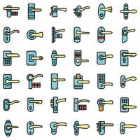 dörrhandtag ikoner set vektor platt