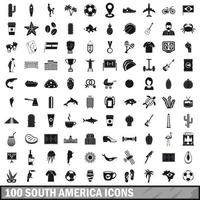 100 südamerikanische Symbole gesetzt, einfacher Stil vektor