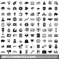 100 E-Commerce-Icons gesetzt, einfacher Stil vektor