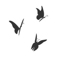 Schmetterlinge-Silhouette. Vektor-Illustration Schattensammlung fliegende geflügelte Insekten für Design. vektor