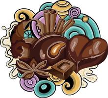 Schokoladensüßigkeit nahtloses sich wiederholendes Muster. Design für Textilien, Servietten, Wandteppiche, Tischdecken, Geschenkpapier. vektor