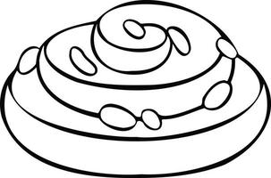 schneckenbrötchen mit mandeln, kuchendessert, handgezeichnete illustration vektor