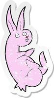 retro nödställd klistermärke av en tecknad kanin vektor