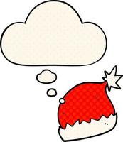 Cartoon-Weihnachtsmütze und Gedankenblase im Comic-Stil vektor