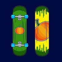 skateboard stil halloween vektor linje neon konst potrait logo färgglada design med mörk bakgrund. abstrakt grafisk illustration. isolerade svart bakgrund för t-shirt, affisch, kläder, merch