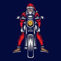 weihnachtsmann biker logo linie pop art potrait farbenfrohes design mit dunklem hintergrund. abstrakte Vektorillustration. vektor